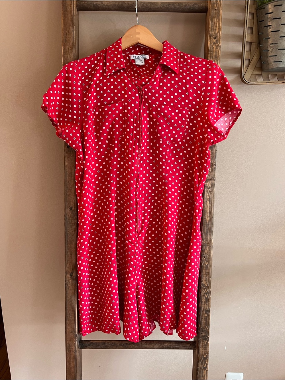 90s Romper Red Polka Dot with Zip Front
